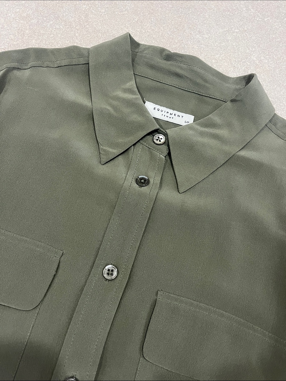 Equipment Olive Green Lightweight Button-Front Shirt Jacket